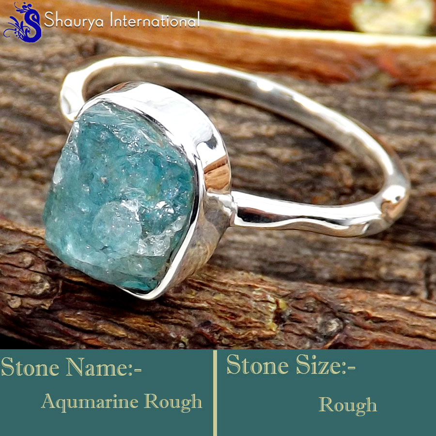 Aquamarine Rough I - SRR996-925 Sterling Silver Fabulous Rough Gemstone Rings Company