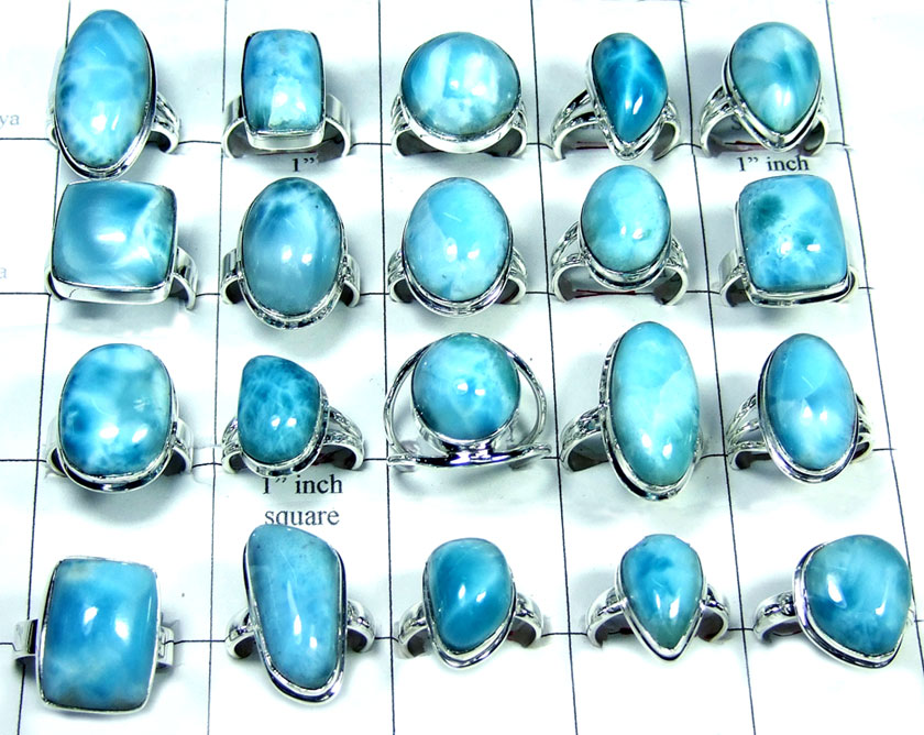Larimar Pendants on Silver With Genuine Natural Larimar Gemstone Pendant And Earrings Lot