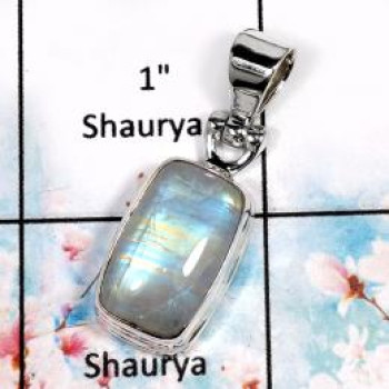 Rainbow Moonstone-O ISP518-Indian Wholesale Company Made Plain Setting Pendant 925 Sterling Silver