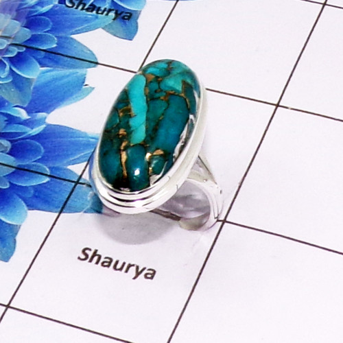 Beautiful Blue Copper Turquoise Cab B - PSR980-925 Sterling Silver Fashionable Design Blue Copper Turquoise