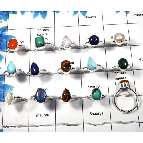 Multi Cab Gemstone - A - 100 Gms 4 to 9 Adjustable Natural Multi Cab Gemstone 925 Sterling Silver Ring Approx. 28 To 32 Pcs. WSL Multi Cab Gemstone - A - 100 Gms 4 to 9 Adjustable Natural Multi Cab Gemstone 925 Sterling Silver Ring Approx. 28 To 32 Pcs. WSL