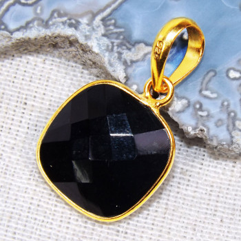 Black Onyx Cut B - BGP997-15MM Cushion Bezal Pendants of Made In Indian Factory Wit Black Onyx Cut B - BGP997-15MM Cushion Bezal Pendants of Made In Indian Factory Wit