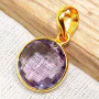 Amethyst Cut F - BGP996-15MM Round Bezal 18 Crt Gold Plated 925 Sterling Silver P