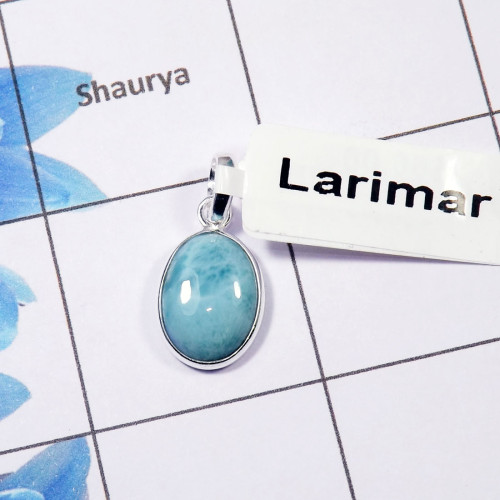 Larimar Pendant F - BPS820-10x14mm Oval Larimar 925 Sterling Silver Bezel Set Wholesale Pendant