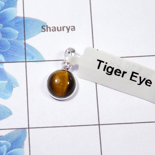 Tiger Eye Pendant F - BPS821-10x10mm Round Tiger Eye 925 Sterling Silver Bezel Set Wholesale Pendant Tiger Eye Pendant F - BPS821-10x10mm Round Tiger Eye 925 Sterling Silver Bezel Set Wholesale Pendant
