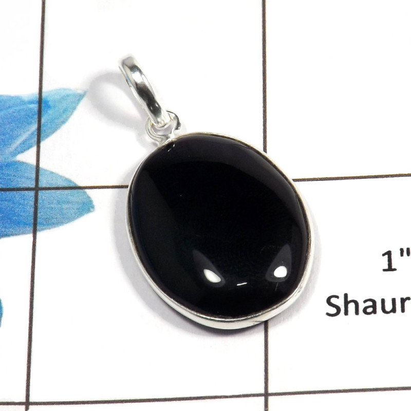Black Onyx Cab L - BPS824 - Party Look Natural Black Onyx Gemstone 925 Sterling Silver Bezel Design Pendant Black Onyx Cab L - BPS824 - Party Look Natural Black Onyx Gemstone 925 Sterling Silver Bezel Design Pendant