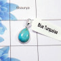 Blue Turquoise Pendant E - BPS822-10x14mm Teardrop Blue Turquoise 925 Sterling Silver Bezel Set Wholesale Pendant