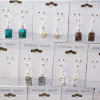 5Pair Multi Cab Gemstone Earring A - BVE965 Cab Blue Copper Turquoise, Pearl, Crystal Quartz & Black Rutile Solid 925 Sterling S