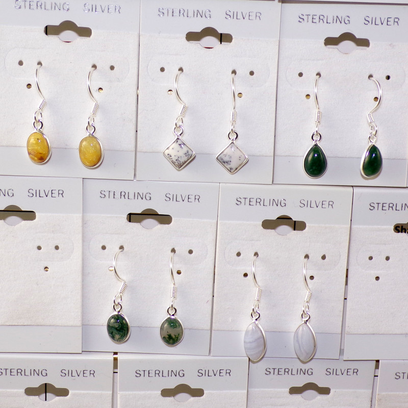 5air Beautiful Multi Gemstone Earring A- BVE966 Cab Fossil Coral, Moss Ahate, Dendrite Agate & Blue Lace Agate Solid 925 Sterlin 5air Beautiful Multi Gemstone Earring A- BVE966 Cab Fossil Coral, Moss Ahate, Dendrite Agate & Blue Lace Agate Solid 925 Sterlin