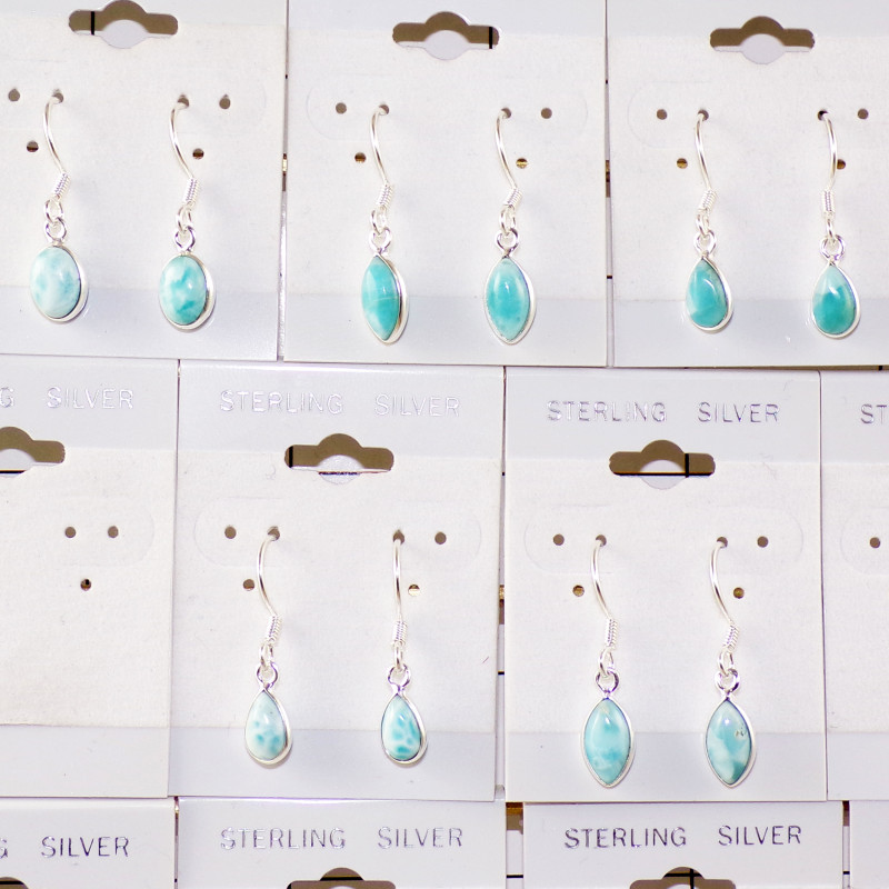 5Pair Natural Larimar Gemstone Cab Earring A - BVE970 Cab Solid 925 Sterling Silver Bezel Earring Lot 5Pair Natural Larimar Gemstone Cab Earring A - BVE970 Cab Solid 925 Sterling Silver Bezel Earring Lot