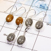 3 Pair Multi Gemstone Cab Earring A - BVE981 Cab Fossil Coral, Black Coral Solid 925 Sterling Silver Plain Earring Wholesale Lot