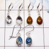 3 Pair Multi Gemstone Cab Earring A - BVE984 Cab Dendritic Agate, K2 Jasper, Rhyolite Solid 925 Sterling Silver Plain Earring Wh