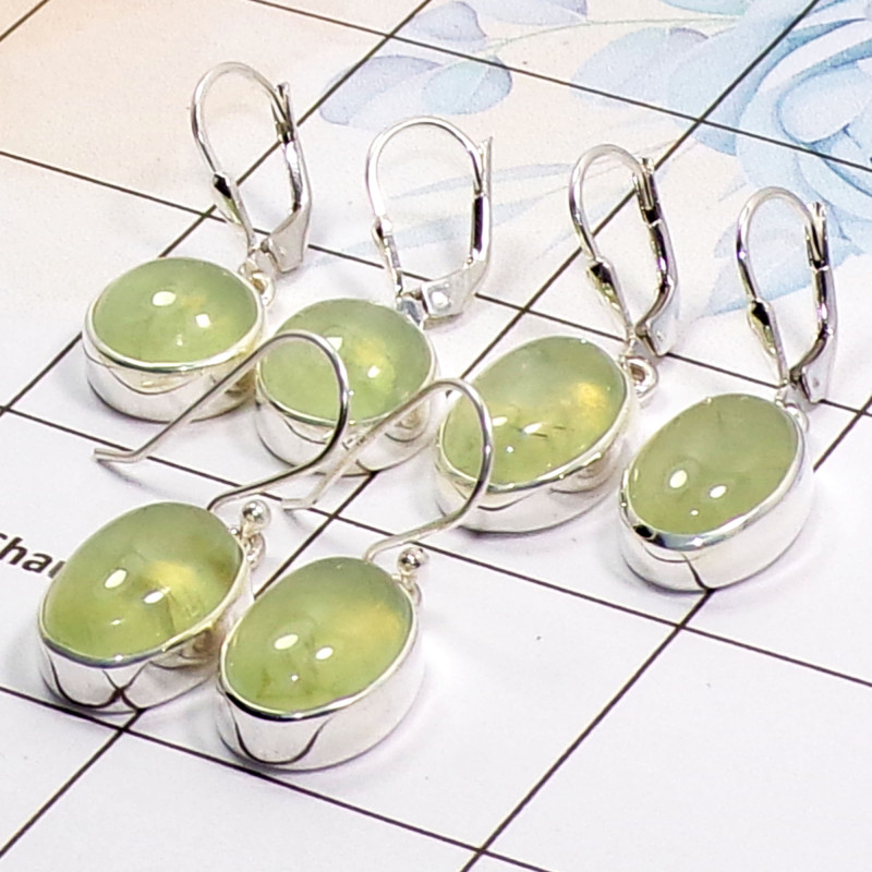 3 Pair Phrynite Gemstone Earring A - BVE993 Cab Phrynite Solid 925 Sterling Silver Plain Earring Wholesale Lot