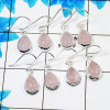 4 Pair Beautifui Rose Quartz Cab Earring C - BVE996 Pan Rose Quartz Solid 925 Sterling Silver Plain Earring Lot