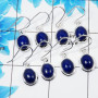 4 Pair Elegant Lapis Lazuli Cab Earring F - BVE996 Oval Lapis Lazuli Solid 925 Sterling Silver Plain Earring Lot