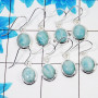 4 Pair Pretty Larimar Cab Earring L - BVE996 Oval Larimar Solid 925 Sterling Silver Plain Earring Lot