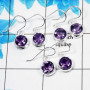 3 Pair Beautiful Amethyst Cut Earring A - BVE997 Round Amethyst Solid 925 Sterling Silver Earring Lot