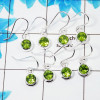 4 Pair Amazing Peridot Cut Earring G - BVE997 Round Peridot Solid 925 Sterling Silver Earring Lot