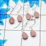 4 Pair Natural Pink Opal Cab Earring W - BVE997 Pan Pink Opal Solid 925 Sterling Silver Plain Collet Earring Lot