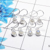 4Pair Rainbow Moonstone Cab Earring E - BVE999 Round Solid 925 Sterling Silver Earring Lot