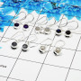 5Pair Multistone Cab Earring G - BVE999 Amethyst, Rainbow Moonstone, Labradorite, Dendrite Agate & Pearl Solid 925 Sterling Silv