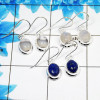 3Pair Dendrite Agate, Rainbow Moonstone & Lapis Lazuli Cab Earring L - BVE999 Oval Solid 925 Sterling Silver Earring Lot 3Pair Dendrite Agate, Rainbow Moonstone & Lapis Lazuli Cab Earring L - BVE999 Oval Solid 925 Sterling Silver Earring Lot