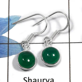 Green Onyx C - BZE703 - Party Wear Design Bezel Earrings Cab Gemstone 925 Sterling Silver Green Onyx C - BZE703 - Party Wear Design Bezel Earrings Cab Gemstone 925 Sterling Silver