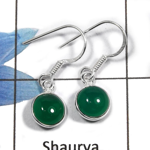 Green Onyx C - BZE703 - Party Wear Design Bezel Earrings Cab Gemstone 925 Sterling Silver Green Onyx C - BZE703 - Party Wear Design Bezel Earrings Cab Gemstone 925 Sterling Silver