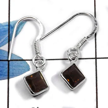 Smokey Quartz H - BZE703 - Adorable Natural Smoky Quartz Gemstone Bezel Earrings 925 Sterling Silver Smokey Quartz H - BZE703 - Adorable Natural Smoky Quartz Gemstone Bezel Earrings 925 Sterling Silver