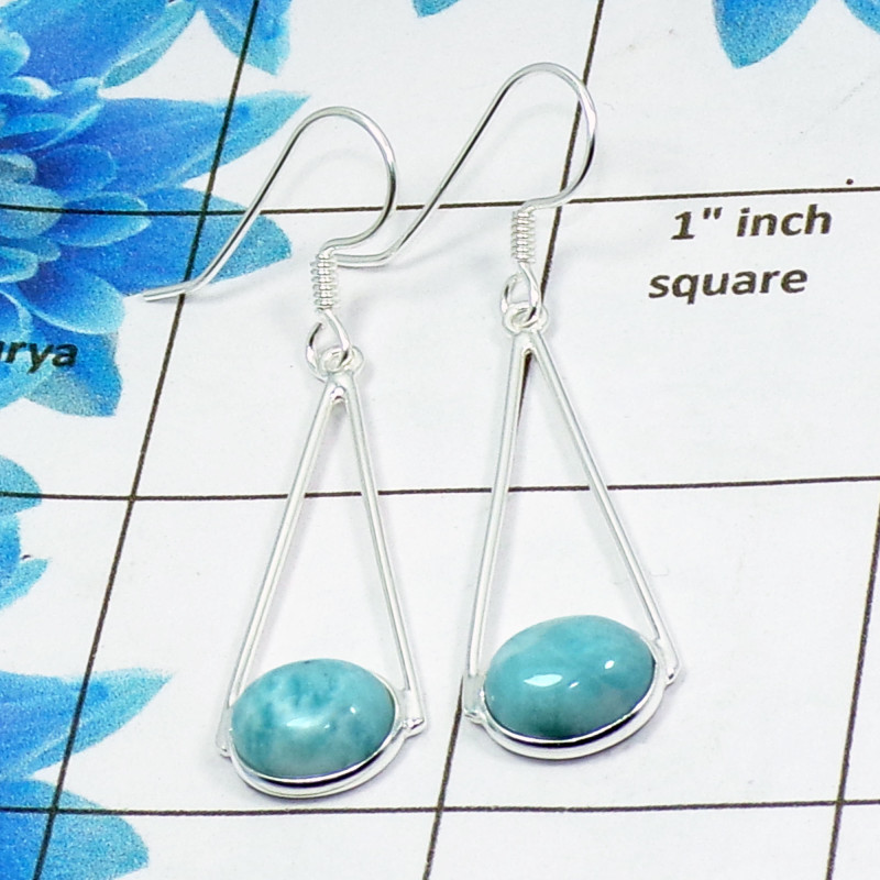 Larimar E - BZE776-925 Sterling Silver Beautiful Bezel Earrings Factory Wholesale Larimar E - BZE776-925 Sterling Silver Beautiful Bezel Earrings Factory Wholesale
