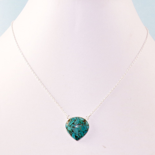 Blue Copper Turquoise Cab M - BZN985-Awesome Collection 925 Sterling silver Bejal Necklace Blue Copper Turquoise Cab M - BZN985-Awesome Collection 925 Sterling silver Bejal Necklace