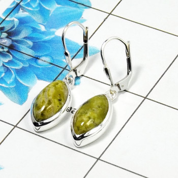Connemara Marble Cab Earring K - CME998 Marquise Shape Solid 925 Sterling Silver Plain Earring Connemara Marble Cab Earring K - CME998 Marquise Shape Solid 925 Sterling Silver Plain Earring