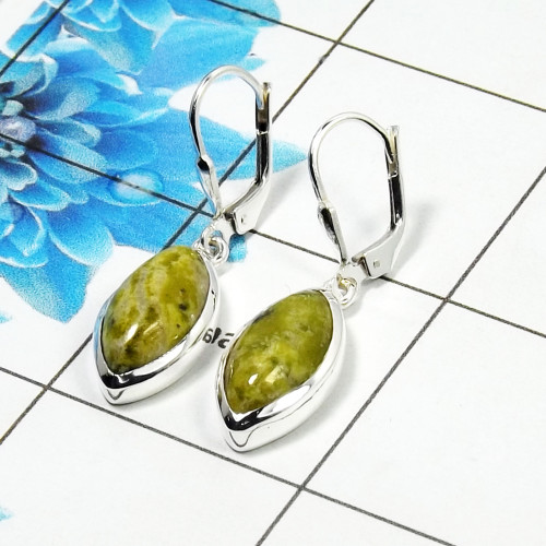 Connemara Marble Cab Earring K - CME998 Marquise Shape Solid 925 Sterling Silver Plain Earring Connemara Marble Cab Earring K - CME998 Marquise Shape Solid 925 Sterling Silver Plain Earring