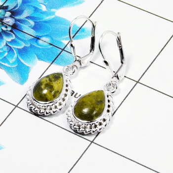 Connemara Marble Cab Earring U - CME998 Pan Shape Solid 925 Sterling Silver Designer Earring Connemara Marble Cab Earring U - CME998 Pan Shape Solid 925 Sterling Silver Designer Earring