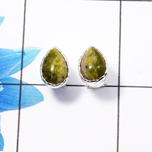 Connemara Marble Cab Stud Earring B - CME999 Pan Solid 925 Sterling Silver Plain Stud Earring