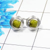 Connemara Marble Cab Stud Earring G - CME999 Square Solid 925 Sterling Silver Designer Stud Earring Connemara Marble Cab Stud Earring G - CME999 Square Solid 925 Sterling Silver Designer Stud Earring