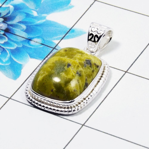 Natural Connemara Marble Cab Pendant C - CMP998 Octagon Shape Soild 925 Sterling Silver Designer Pendant Natural Connemara Marble Cab Pendant C - CMP998 Octagon Shape Soild 925 Sterling Silver Designer Pendant