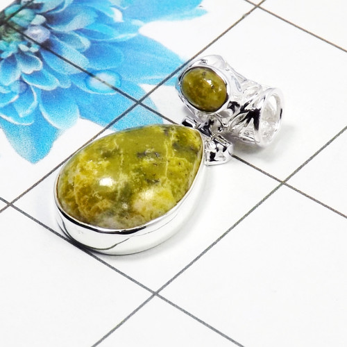 Natural Connemara Marble Cab Pendant F - CMP998 Pan Shape Soild 925 Sterling Silver Designer Pendant Natural Connemara Marble Cab Pendant F - CMP998 Pan Shape Soild 925 Sterling Silver Designer Pendant