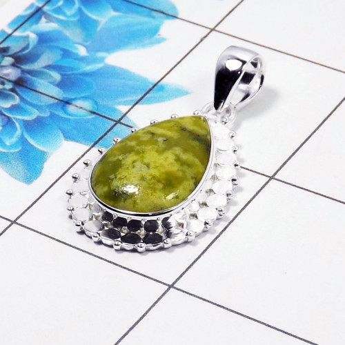 Natural Connemara Marble Cab Pendant C - CMP997 Pan Shape Soild 925 Sterling Silver Designer Pendant Natural Connemara Marble Cab Pendant C - CMP997 Pan Shape Soild 925 Sterling Silver Designer Pendant