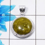 Natural Connemara Marble Cab Pendant A - CMP998 Round Shape Soild 925 Sterling Silver Designer Pendant