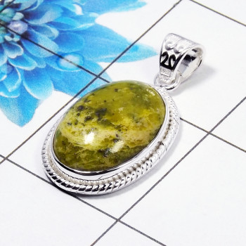 Natural Connemara Marble Cab Pendant B - CMP998 Oval Shape Soild 925 Sterling Silver Designer Pendant Natural Connemara Marble Cab Pendant B - CMP998 Oval Shape Soild 925 Sterling Silver Designer Pendant