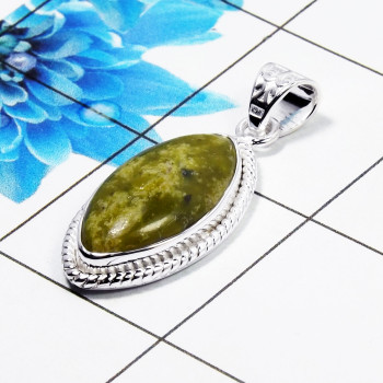 Natural Connemara Marble Cab Pendant D - CMP998 Marquise Shape Soild 925 Sterling Silver Designer Pendant Natural Connemara Marble Cab Pendant D - CMP998 Marquise Shape Soild 925 Sterling Silver Designer Pendant