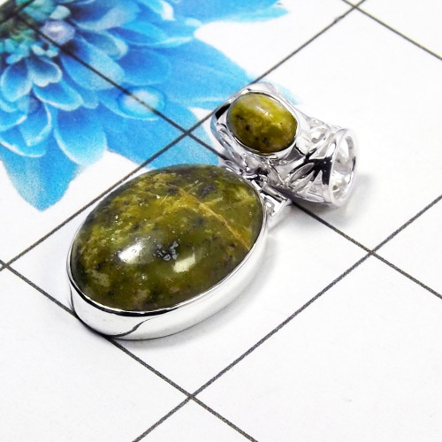 Natural Connemara Marble Cab Pendant E - CMP998 Oval Shape Soild 925 Sterling Silver Designer Pendant Natural Connemara Marble Cab Pendant E - CMP998 Oval Shape Soild 925 Sterling Silver Designer Pendant