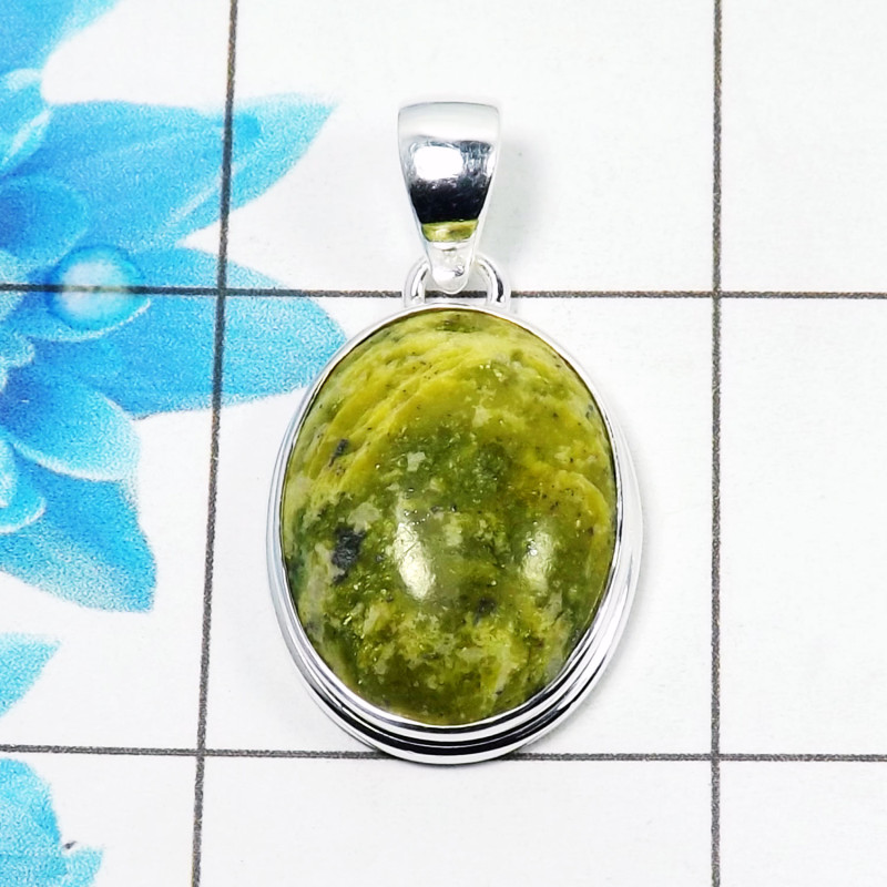 Natural Connemara Marble Cab Pendant C - CMP999 Oval Shape Soild 925 Sterling Silver Plain Pendant Natural Connemara Marble Cab Pendant C - CMP999 Oval Shape Soild 925 Sterling Silver Plain Pendant