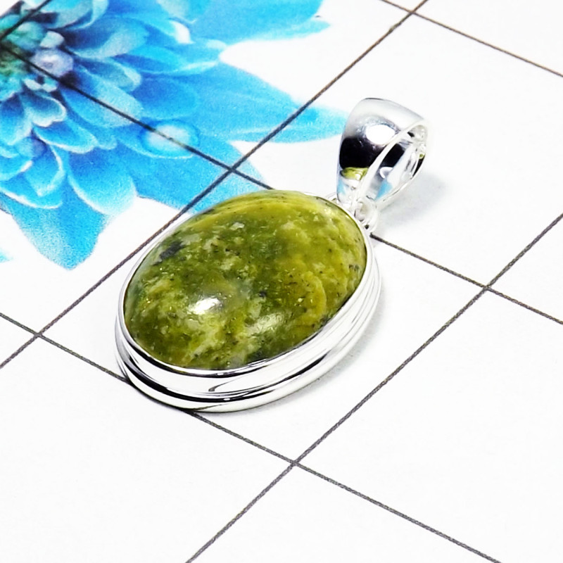 Natural Connemara Marble Cab Pendant C - CMP999 Oval Shape Soild 925 Sterling Silver Plain Pendant Natural Connemara Marble Cab Pendant C - CMP999 Oval Shape Soild 925 Sterling Silver Plain Pendant