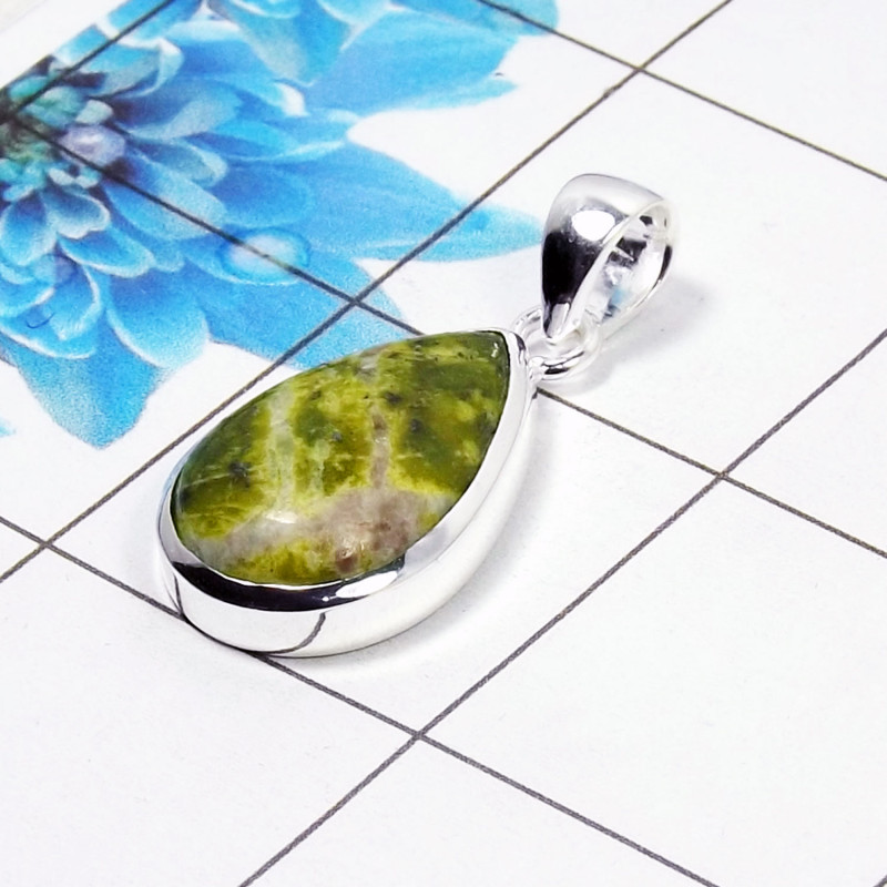 Natural Connemara Marble Cab Pendant E - CMP999 Pan Shape Soild 925 Sterling Silver Plain Pendant Natural Connemara Marble Cab Pendant E - CMP999 Pan Shape Soild 925 Sterling Silver Plain Pendant