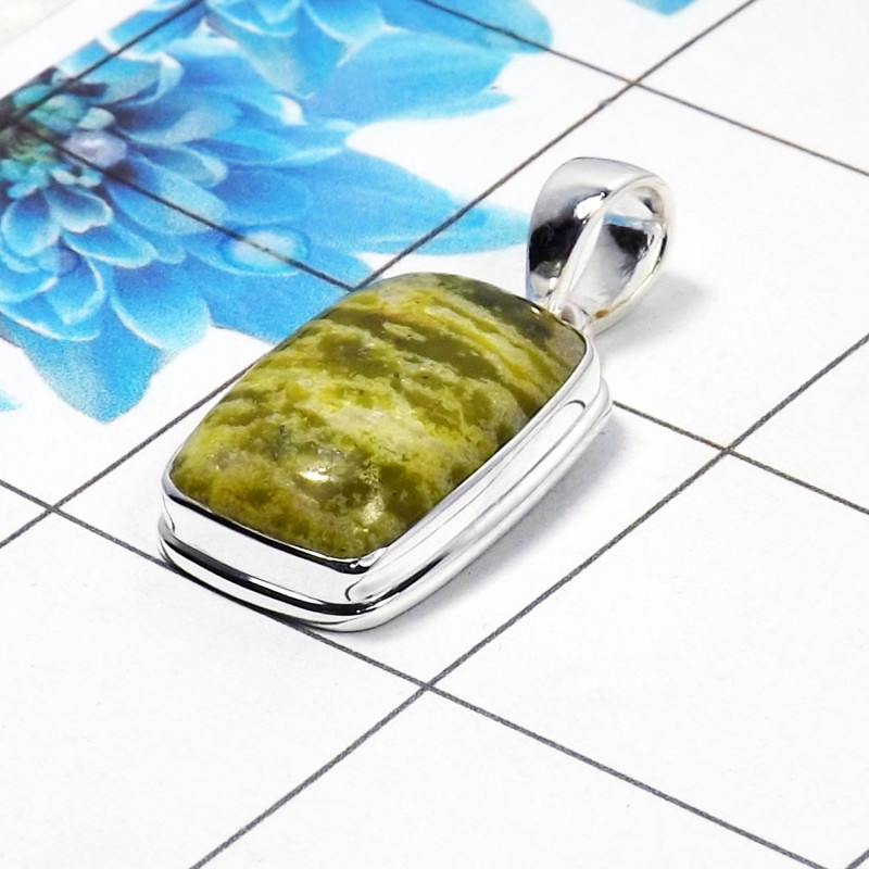 Natural Connemara Marble Cab Pendant L - CMP999 Octagon Shape Soild 925 Sterling Silver Plain Pendant Natural Connemara Marble Cab Pendant L - CMP999 Octagon Shape Soild 925 Sterling Silver Plain Pendant
