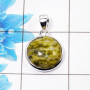 Natural Connemara Marble Cab Pendant M - CMP999 Round Shape Soild 925 Sterling Silver Plain Pendant