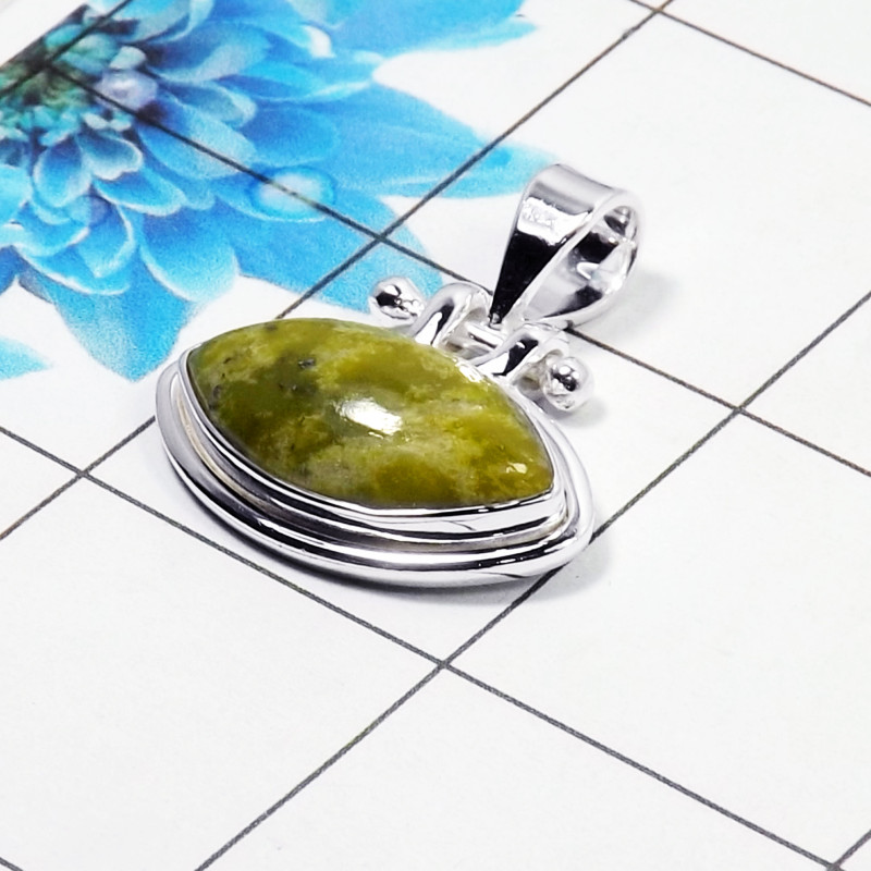Natural Connemara Marble Cab Pendant N - CMP999 Marquise Shape Soild 925 Sterling Silver Plain Pendant Natural Connemara Marble Cab Pendant N - CMP999 Marquise Shape Soild 925 Sterling Silver Plain Pendant