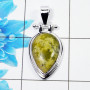 Natural Connemara Marble Cab Pendant P - CMP999 Pan Shape Soild 925 Sterling Silver Plain Pendant